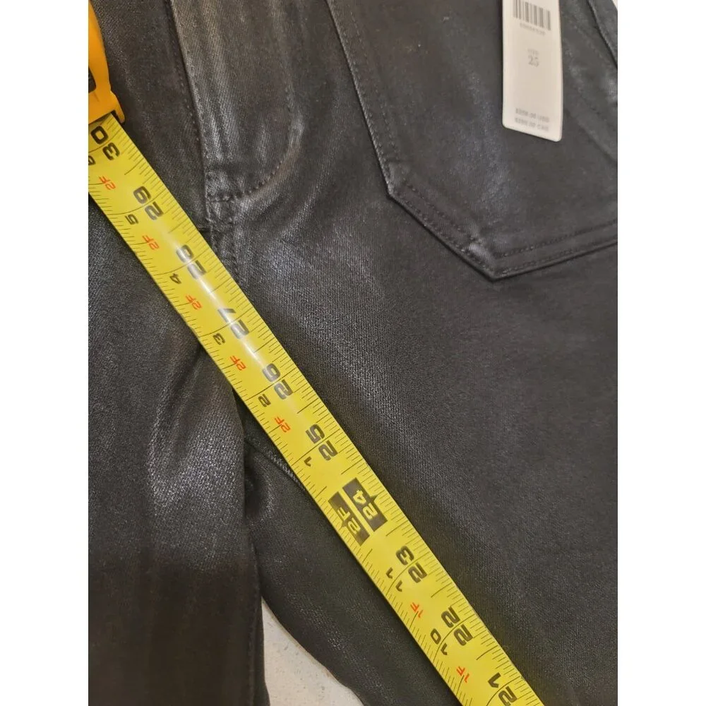 PAIGE jet black fog coated denim cropped Mayslie Jogger urban jeans pants 25 NWT - Picture 6 of 8